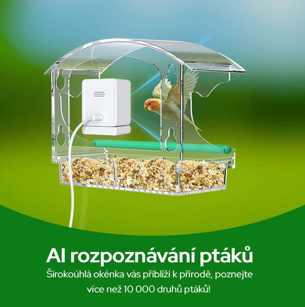 Bezdoteku Vtáčie oko múdre krmítko na okno s kamerou Sýkorka