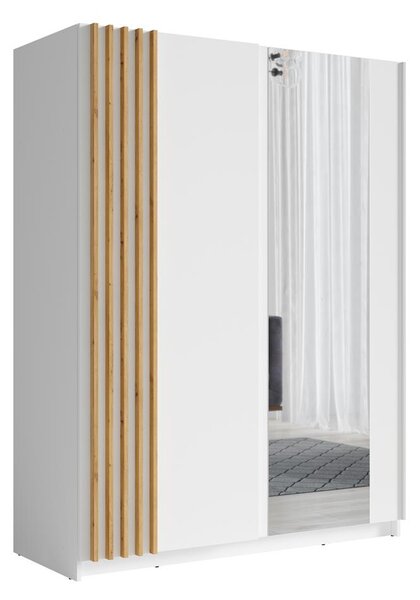 Šatníková skriňa so zrkadlom 151 cm YUMBO - dub artisan / biela
