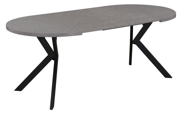 KONDELA Jedálenský rozkladací stôl, betón svetlý/čierna, 100-250x75,5 cm, LUKOS