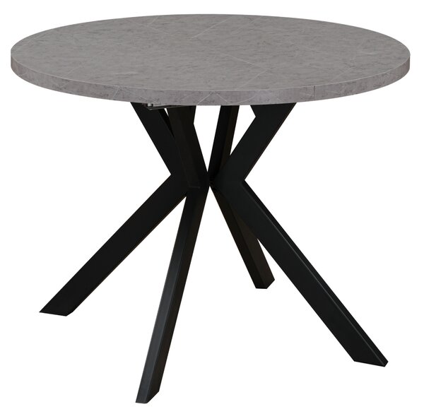 KONDELA Jedálenský rozkladací stôl, betón svetlý/čierna, 100-250x75,5 cm, LUKOS