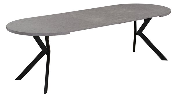 KONDELA Jedálenský rozkladací stôl, betón svetlý/čierna, 100-250x75,5 cm, LUKOS
