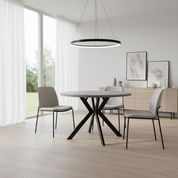 KONDELA Jedálenský rozkladací stôl, betón svetlý/čierna, 100-250x75,5 cm, LUKOS
