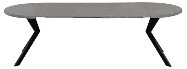 KONDELA Jedálenský rozkladací stôl, betón svetlý/čierna, 100-250x75,5 cm, LUKOS
