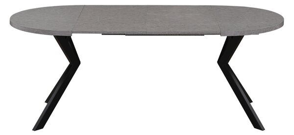 KONDELA Jedálenský rozkladací stôl, betón svetlý/čierna, 100-250x75,5 cm, LUKOS