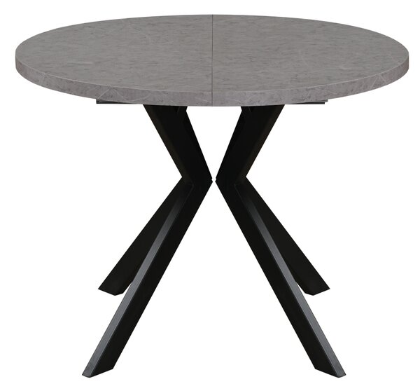 KONDELA Jedálenský rozkladací stôl, betón svetlý/čierna, 100-250x75,5 cm, LUKOS