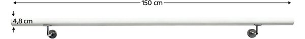 KONDELA Madlo/zábradlie, masívne drevo, biela, 150 cm, MANEL TYP 3