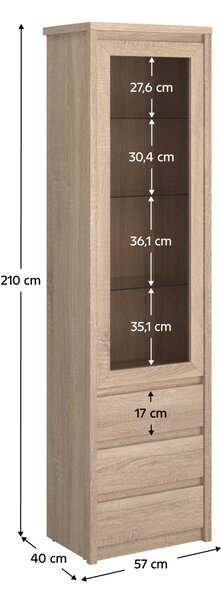 KONDELA Vitrína so šuplíkom 1W3S, dub sonoma, NORTY TYP 4