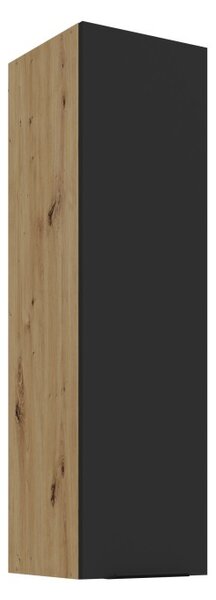 Vysoká horná kuchynská skrinka LUNARA - šírka 30 cm, čierna / dub artisan