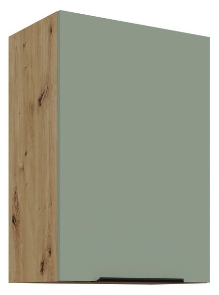 Horná kuchynská skrinka LUNARA - šírka 50 cm, zelená / dub artisan