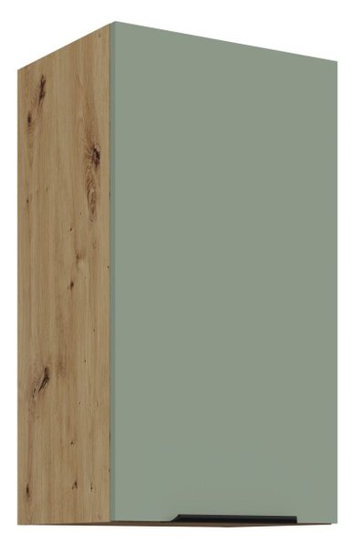 Horná kuchynská skrinka LUNARA - šírka 40 cm, zelená / dub artisan