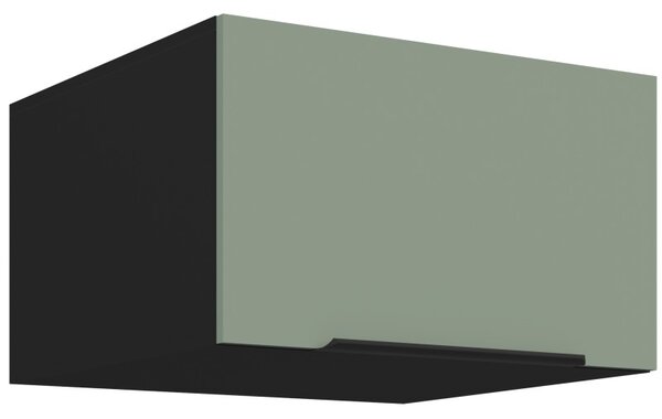 Horná hlboká skrinka s výklopnými dvierkami LUNARA - šírka 60 cm, zelená / čierna