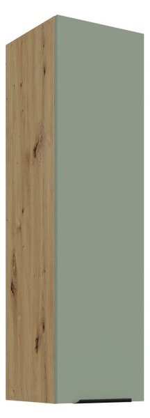 Vysoká horná kuchynská skrinka LUNARA - šírka 30 cm, zelená / dub artisan