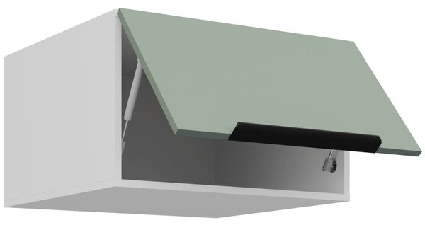 Horná hlboká skrinka s výklopnými dvierkami LUNARA - šírka 60 cm, zelená / biela