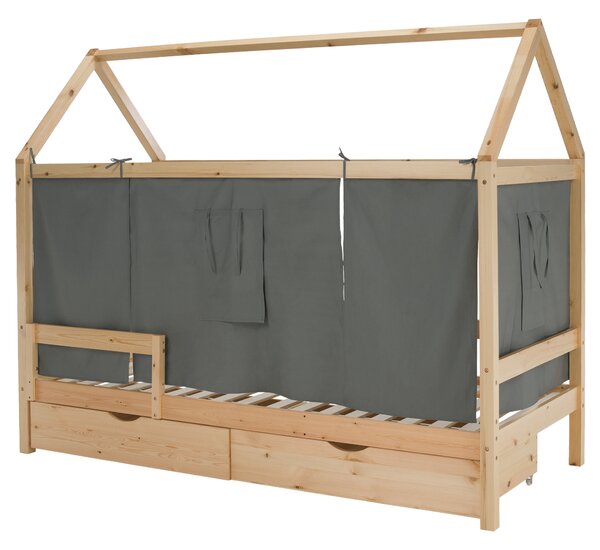 KONDELA Montessori posteľ, 90x200, prírodná, masív, NOEMA