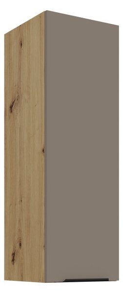 Vysoká horná skrinka LUNARA - šírka 30 cm, tmavo béžová / dub artisan