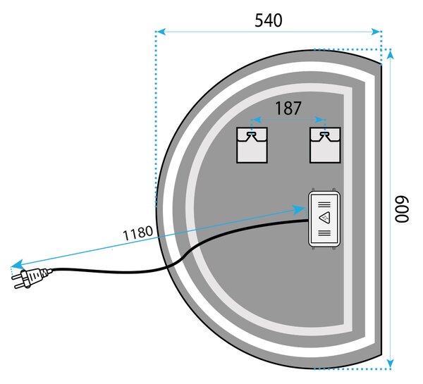 Nástenné LED zrkadlo YH-BL-2 54x60cm