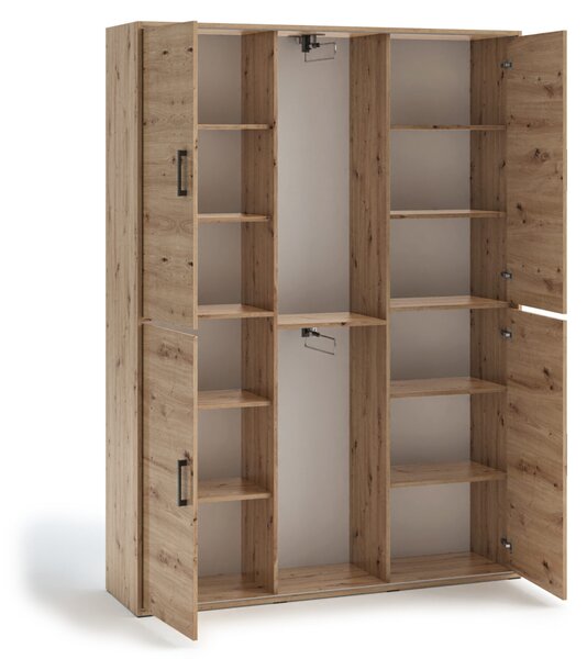 Priestranná šatníková skriňa so zrkadlom 150 cm AUREVIA - dub artisan