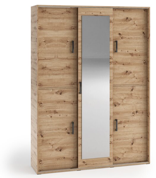 Priestranná šatníková skriňa so zrkadlom 150 cm AUREVIA - dub artisan
