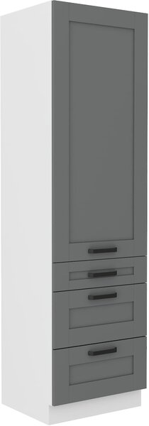 Komínová skrinka do kuchyne s 3 zásuvkami LUNA 60 DKS-210 3S 1F sivá/biela