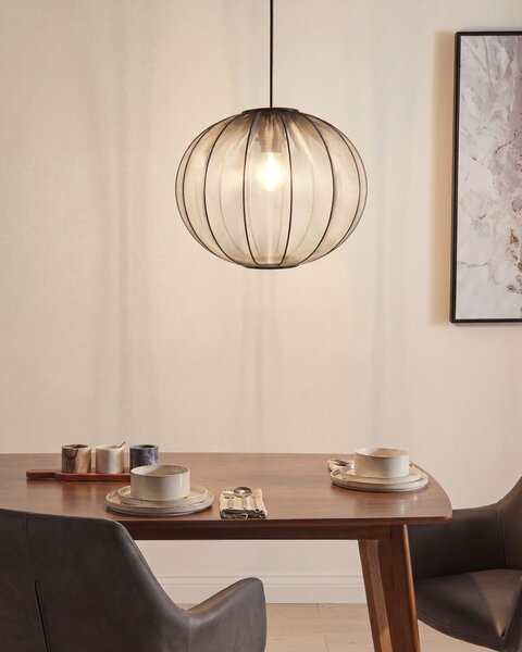 Závesná lampa čierna nylon látkové tienidlo osvetlenie moderný štýl obývacia izba