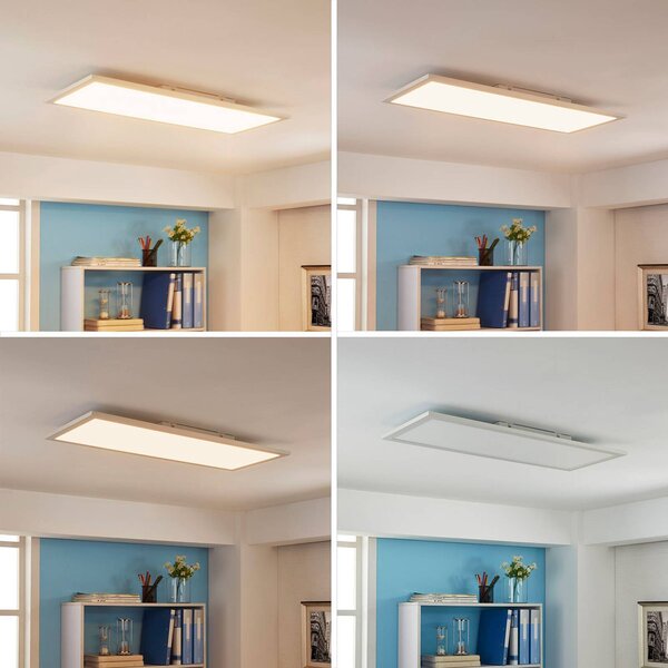 Arcchio Panel LED Enja, 79,5 cm x 29,5, Biela / opálová, Pracovňa / Kancelária, Hliník, Stropné svetlo