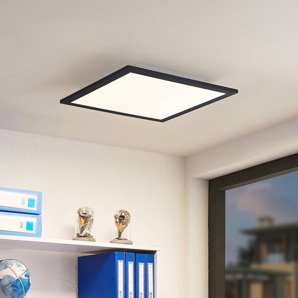 Lindby LED panel Nelios, 40 x cm, 4 000K, čierny, kov, Čierna, Kuchyňa, Hliník, Moderný, Stropné svetlo