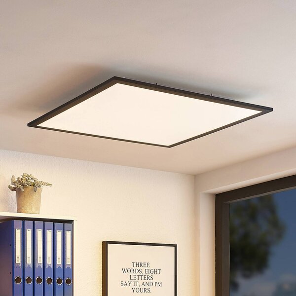 Lindby LED panel Nelios, 62 x cm, 4 000K, čierny, kov, Čierna, Kuchyňa, Hliník, Moderný, Stropné svetlo