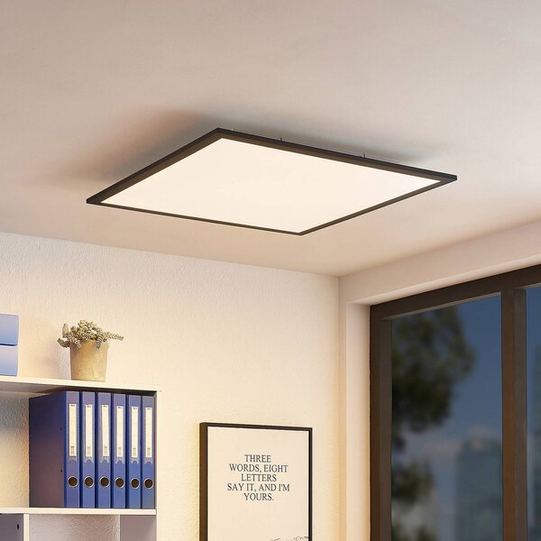 Lindby LED panel Nelios, 62 x cm, 4 000K, čierny, kov, Čierna, Kuchyňa, Hliník, Moderný, Stropné svetlo