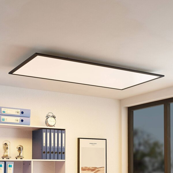 Lindby LED panel Nelios, 120 x 60 cm, 4000K, čierny, kov, Čierna, Kuchyňa, Hliník, Moderný, Stropné svetlo