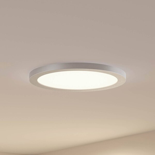 Prios LED stropné svietidlo Aureka, Ø 33 cm, strieborná, kov, Hliník / sivá / zinok, Obývacia izba / jedáleň, Hliník, Moderný, Zapustené stropné svietidlo