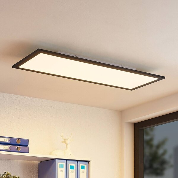 Lindby LED panel Nelios, 80 x 30 cm, 4 000K, čierny, kov, Čierna, Kuchyňa, Hliník, Moderný, Stropné svetlo