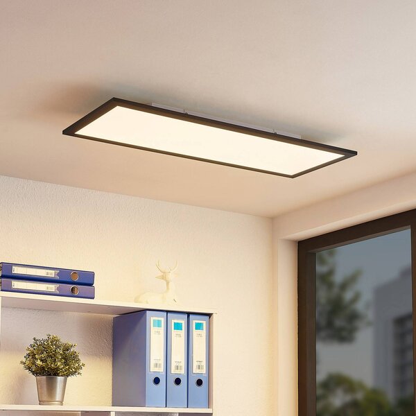 Lindby LED panel Nelios, 80 x 30 cm, 4 000K, čierny, kov, Čierna, Kuchyňa, Hliník, Moderný, Stropné svetlo