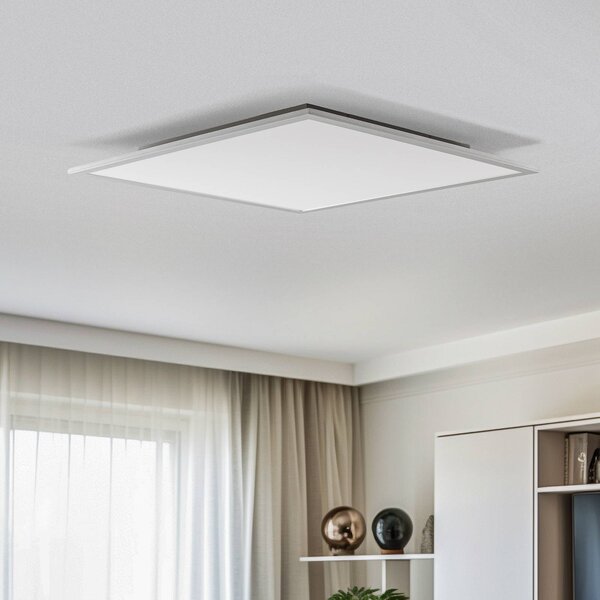 Lindby LED panel Livel, 4000K, 62 cm x cm, strieborný, kov, Hliník / sivá / zinok, Kuchyňa, Plast, Moderný, Stropné svetlo