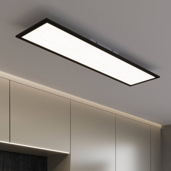 LED panel Piatto ovládanie 100x25 cm čierna, Čierna, Obývacia izba / jedáleň, kov, Moderný, Stropné svetlo