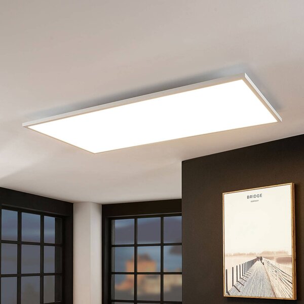 Arcchio LED panel Brenda, 120 x 60 cm, diaľkové ovládanie, Biela / opálová, Obývacia izba / jedáleň, Moderný, Stropné svetlo