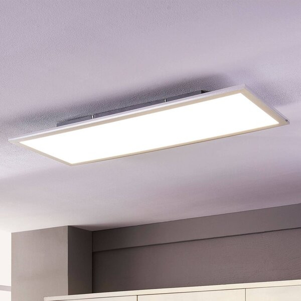 Lindby LED panel Livel, 4000K, 80 cm x 30 cm, strieborný, kov, Hliník / sivá / zinok, Kuchyňa, Plast, Moderný, Stropné svetlo