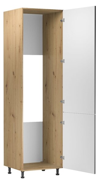 Skriňa na vstavanú chladničku VALEN - šírka 60 cm, dub artisan / šedá