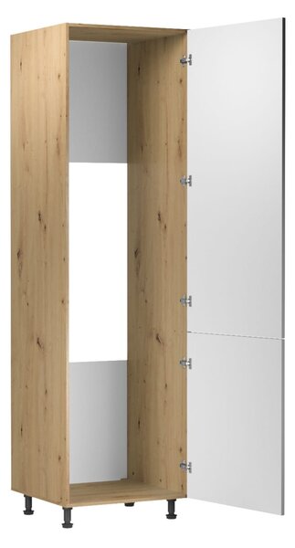 Skriňa na vstavanú chladničku VALEN - šírka 60 cm, dub artisan / šedobéžová