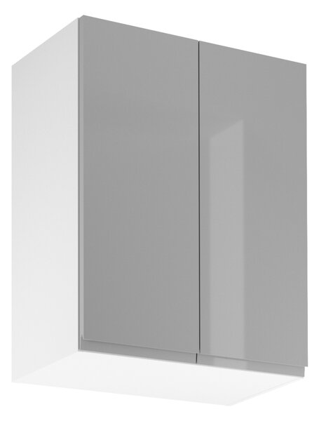 Horná dvojdverová skrinka ARBOR - šírka 60 cm, lesklá šedá / biela