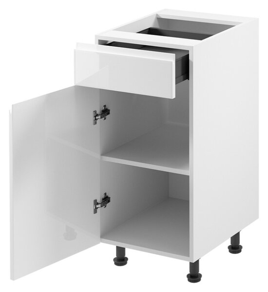 Dolná skrinka so šuplíkom ARBOR - šírka 40 cm, lesklá biela / biela, ľavé prevedenie