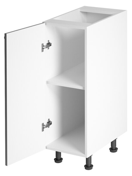 Dolná jednodverová skrinka ARBOR - šírka 30 cm, lesklá šedá / biela, ľavé prevedenie