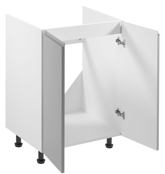 Dvojdverová drezová skrinka ARBOR - šírka 60 cm, lesklá šedá / biela