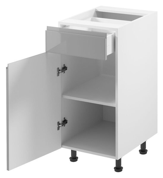 Dolná skrinka so šuplíkom ARBOR - šírka 40 cm, lesklá šedá / biela, ľavé prevedenie