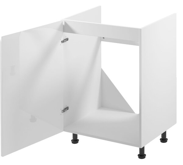 Dolná drezová skrinka ARBOR - šírka 60 cm, lesklá biela / biela, ľavé prevedenie