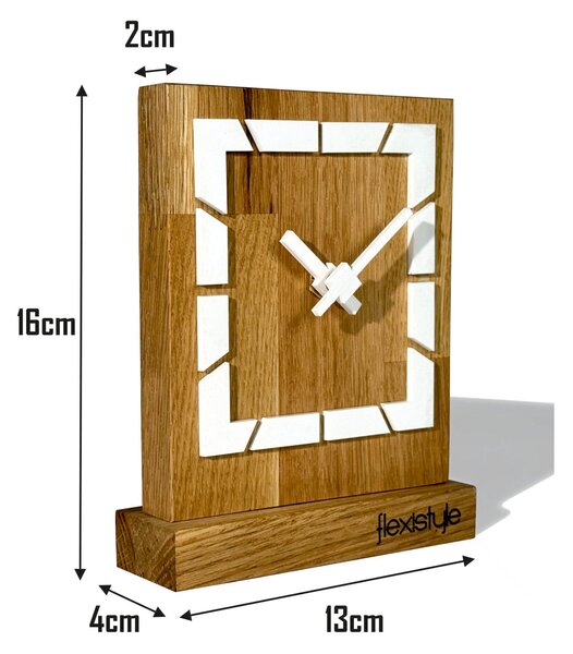 Dekorstudio Drevené stolové hodiny Square OAK - biele
