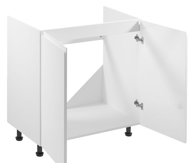 Dvojdverová drezová skrinka ARBOR - šírka 80 cm, lesklá biela / biela