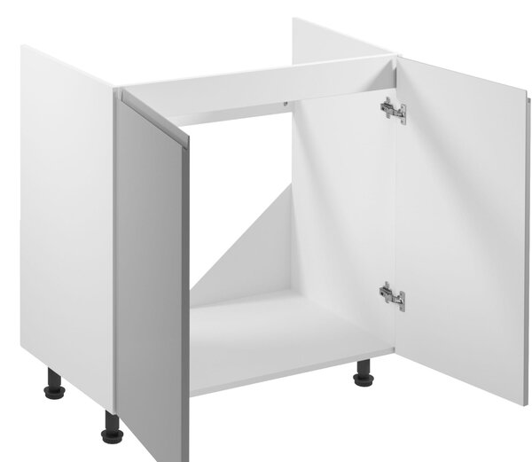 Dvojdverová drezová skrinka ARBOR - šírka 80 cm, lesklá šedá / biela