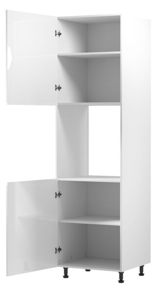 Kuchynská skriňa na vstavanú rúru ARBOR - šírka 60 cm, lesklá biela / biela, ľavé prevedenie