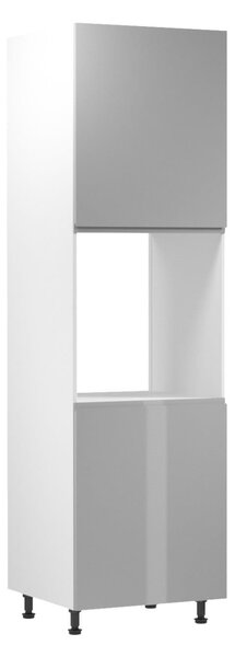 Kuchynská skriňa na vstavanú rúru ARBOR - šírka 60 cm, lesklá šedá / biela, ľavé prevedenie