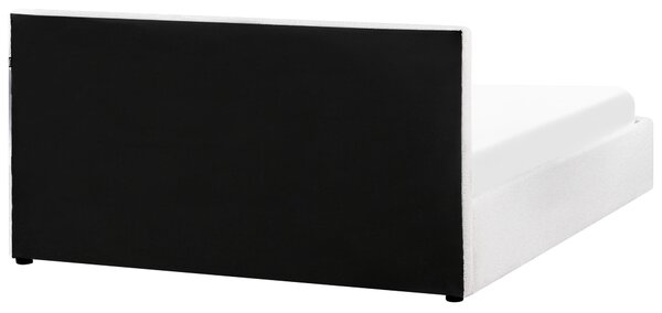 Posteľ s úložným priestorom biela buklé čalúnenie 160 x 200 cm s čelom moderný štýl spálňa